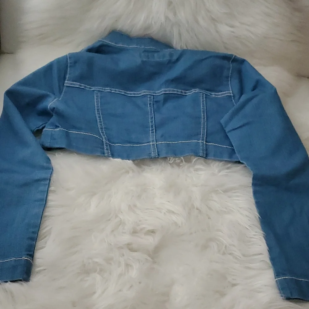 Cropped Blue Denim Jean Jacket shrug - Picture 4 of 9